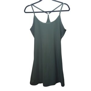 Outdoor Voices‎ Exercise Dress Dark Green Racerback Built-in Shorts Pockets Sz M